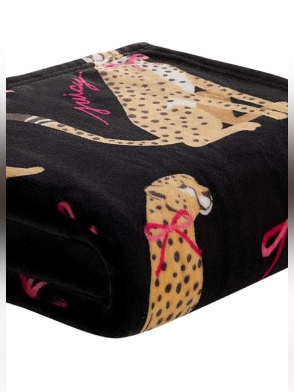 Juicy couture cheetah bows plush Throw blanket 50 x 70 NWT